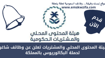 هيئة المحتوى المحلي والمشتريات تعلن عن وظائف شاغرة لحملة البكالوريوس بالمملكة
